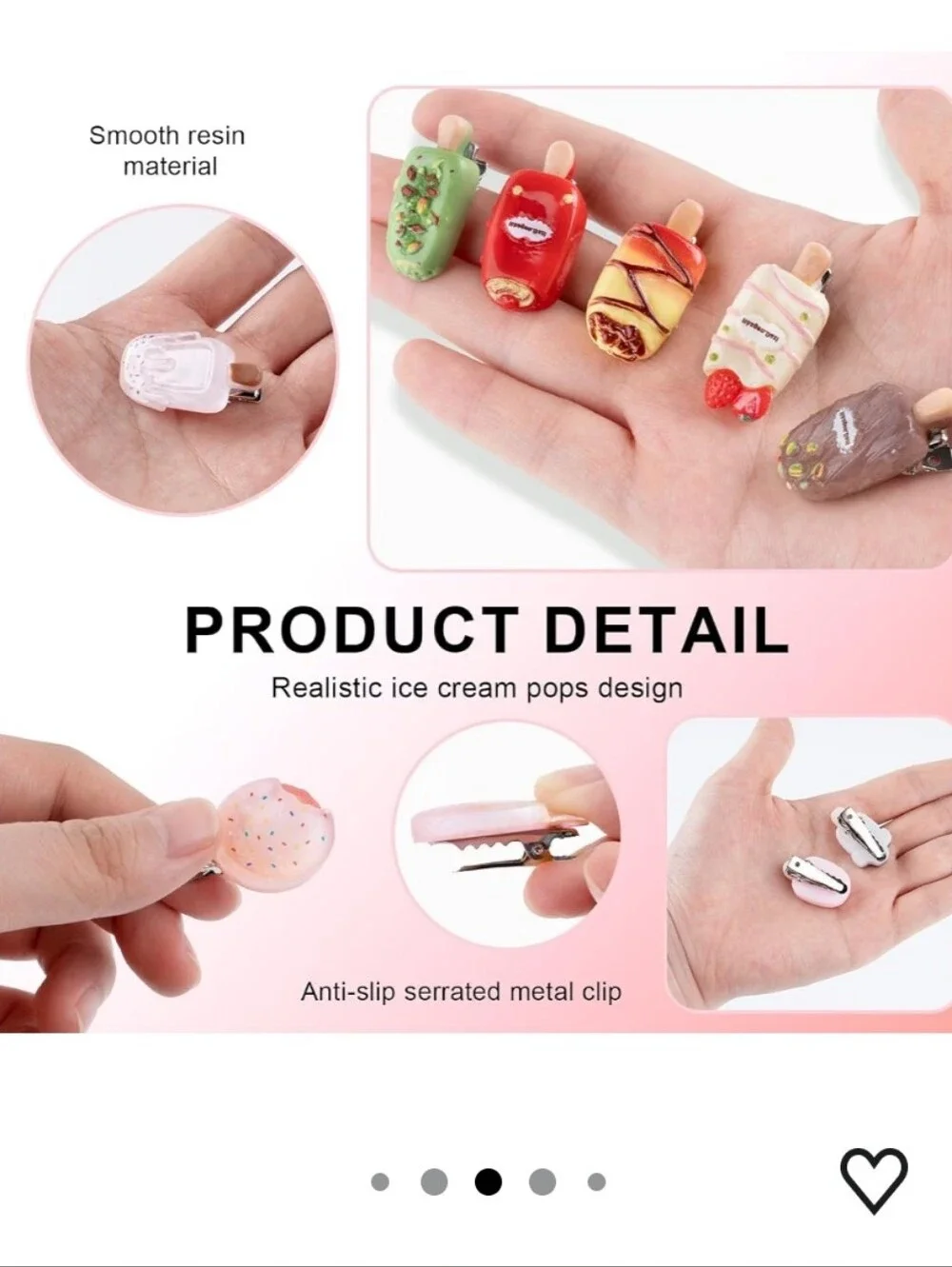 20 Pcs Ice Cream Hair Clips for Girls Mini Summer Gelato Hair Barrettes